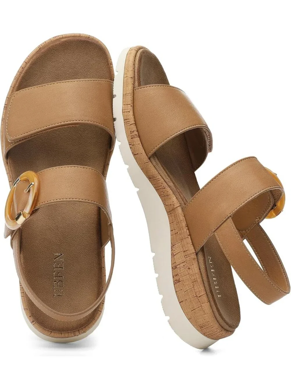 Women's Tan Summer Open Toe Adjustable Ankle Straps Comfortable Sandals
